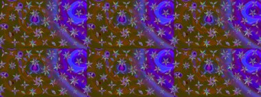 El çizimi çiçek çizimi deseni (fayans). Şirin çiçekli, desenli, kahverengi ve mor renkli bir eskiz deseni. Tekstil için suluboya çizim deseni.