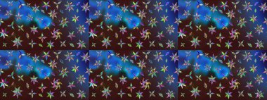 Eskiz modeli etnik tasarım. Çiçekleri, deniz kabukları, mandalaları ve suluboya efektleriyle donanma geçmişi. Yatak çarşafları, ceket, paket tasarımı, kumaş ve moda kavramları için tekstil baskısı.