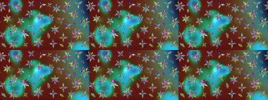 Gömlek, arka plan modelini çiz. Tropik çiçekler. Yeşil ve kahverengi renkte çiçekler.