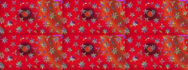 Çiçek deseni. Raster illüstrasyonu. Chichi 'nin kumaş kalıbını çiz. Renkli Bahar Teması eskiz kalıbı. Düz Çiçek Elementleri Tasarımı.