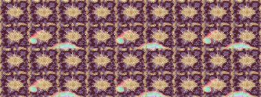 Raster oryantal süs. Altın şablonu çiz. Kahverengi renklerde altın elementlerle çizim deseni.