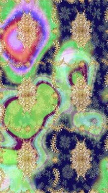 Antika altın tekrarlanabilir duvar kağıdı. Tarafsız renklerde altın element. Barok tarzında altın çiçek süsü. Damask çizim şablonu yineleniyor.