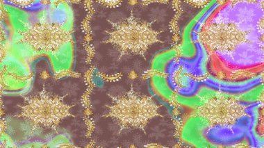 Geleneksel oryantasyon süsü. Klasik Raster kahverengi ve altın desenli çizim. Klasik vintage arkaplan.