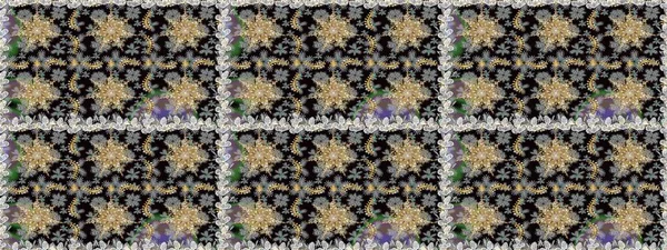 Barok tarzında altın çiçekli süs. Damask pürüzsüz yineleme kalıbı. Gri renklerdeki altın element. Antika altın tekrarlanabilir duvar kağıdı.