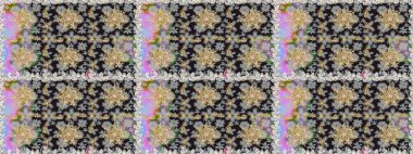 Kusursuz altın desenli bukleler. Raster altın desen. Raster illüstrasyonu. Altın elementli gri renkler. Doğu tarzı arabesk.