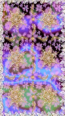 Senin tasarımın için, duvar kağıdı. Raster geometrik arka plan. Tarafsız renklerde altın çiçekli altın desenler. Altın rengi kusursuz illüstrasyon.