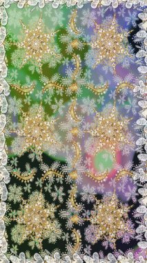 Senin tasarımın için, duvar kağıdı. Raster geometrik arka plan. Altın rengi, kusursuz çizim. Tarafsız renklerde altın desenli altın çiçekli elementler.