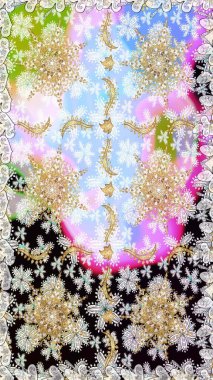 Süslü dekorasyon. Lüks, kraliyet ve Viktorya dönemi konsepti. Raster klasik barok çiçeksiz altın desenli. Altın elementlerle nötr renklerde altın desen.