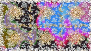 Antika altın tekrarlanabilir duvar kağıdı. Damask arkaplanı tekerrür ediyor. Gri renklerdeki altın element. Barok tarzında altın çiçek süsü..