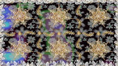 Noel altın kar tanesi kusursuz desen. Kış kar dokusu duvar kağıdı. Sembol bayramı, yeni yıl kutlamaları, altın desenler. Gri renkli altın kar taneleri.