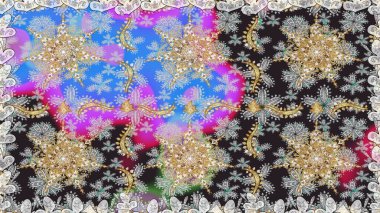 Şam, tasarım için kusursuz desen. Gri renklerde, altın elementli, pürüzsüz desen.