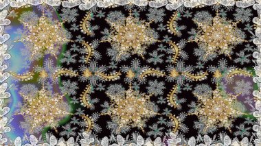 Gri renkli Raster altın deseni. Soyut duvar kâğıdı, ambalaj dekorasyonu. Altın kar taneleri basit, pürüzsüz desen. Kışın sembolü, Mutlu Noel tatili, Mutlu yıllar 2019.