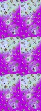 Renkli Bahar Teması eskiz kalıbı. Düz Çiçek Elementleri Tasarımı. Raster..