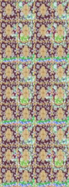 Kahverengi renkler ve altın elementler. Raster altın çiçek süsü brokar kumaş ve cam desenli. Altın şablonu çiz. Çiçek desenli altın metal..