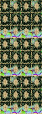 Süslü raster dekorasyonu. Altın elementlerle yeşil renklerde altın desen. Barok biçiminde duvar kağıdı tasarımı için şablon çizimi arkaplanı.