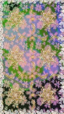 Çiçek süsü kumaş deseni, cam, çiçek desenli metal nötr ve gri renklerde altın elementler. Klasik raster altın pürüzsüz desen.