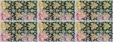 Raster altın çiçek süsü brokar kumaş ve cam desenli. Altın elementli gri ve nötr renkler. Kusursuz altın desen. Çiçek desenli altın metal..