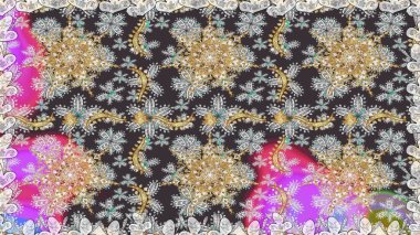 Barok tarzında kusursuz bir doğulu süsü. Raster geleneksel altın pürüzsüz desen gri ve kahverengi renkler.