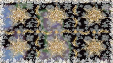 Paisleys zarif çiçek desenli arkaplan duvar kâğıdı çizimi. Klasik stil, güzel 3D çizgili sanat eseri, gri ve siyah desenli çiçek yaprakları ve süslemeleri var..