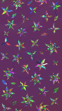 Düz Çiçek Elementleri Tasarımı. Sevimli çiçek raster deseni. Renkli Yaz Temalı eskiz kalıbı. Modaya uygun kumaş deseni.