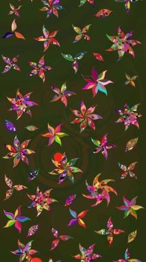 Flat Flower Elements Design. Colour Summer Theme sketch pattern Background. Cute flower raster pattern. Flowers on green and gray colors.