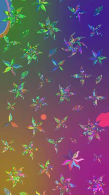 Çizim çiçek deseni duvar kâğıdı olarak kullanılabilir. Raster illüstrasyonu. Mor ve yeşil renkte çiçekler.