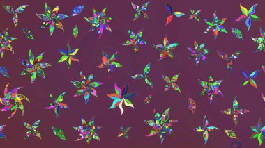 Kahverengi ve mor renklerde karalamalar çizilmiş çiçek deseni. Raster illüstrasyonu.