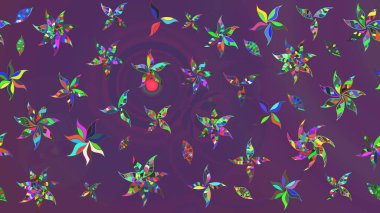 Düz Çiçek Elementleri Tasarımı. Modaya uygun kumaş deseni. Sevimli çiçek raster deseni. Renkli Yaz Teması çizim şablonu.