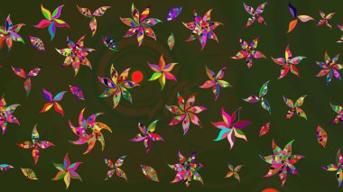 Şirin çiçek elementleri. Taslak desenli, modaya uygun kumaş deseni. Raster illüstrasyonu. Düz Çiçek Elementleri Tasarımı. Renkli Bahar Teması çizim şablonu.