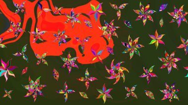 Çiçekler suluboya tarzında yeşil ve gri renklerde. Yeşil ve gri renkte çiçekler olan çiçek deseni çiz.