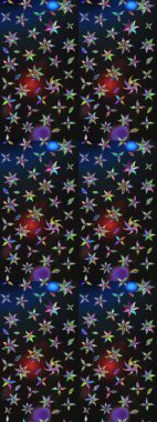 Gri ve mavi renkler ve parlak çiçekler üzerine soyut çizim deseni. Küçük çiçekte hoş bir çiçek deseni var. Çiçek elementli zarif raster dokusu..