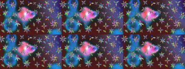 Nazik, narin çiçek arkaplanı. Mavi ve mor renkli çiçekler. Raster çiçek desenli ve çiçekli..