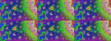 Çiçekler, dallar, bitkiler ve çiçekler. Güzel kumaş deseni. Raster illüstrasyonu. El çizimi.