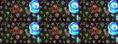 Gri ve mavi renklerde. Çiçekli güzel suluboya desen. Raster illüstrasyonu.