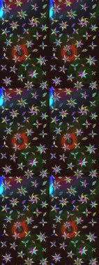 Raster illüstrasyonundaki çiçek desenli çizim. Gri ve kahverengi renkte çiçekler.