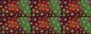 Eskiz geçmişi. Kumaş, tekstil, duvar kağıdı baskısı için. Renkli desenli eskiz deseni, kahverengi ve yeşil çiçekler ve dekoratif elementler. Raster illüstrasyonu. Antika retro tarzı.