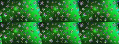 Yeşil ve mavi renkte çiçek çizimi. Raster illüstrasyonu. Çiçek deseni. Yeşil ve mavi renkte çiçekler. Şatafatlı bahar bahçesi dokusu.