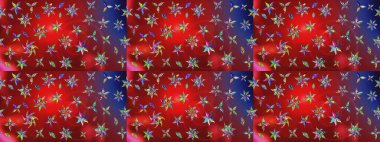 Raster illüstrasyonundaki çiçek desenli çizim. Suluboya tarzında kırmızı ve mavi renkte çiçekler.