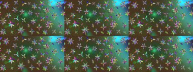 Çiçek desenli eskiz, yaz çiçekleri. Yeşil ve kahverengi renkli çiçekler. Renkli Bahar Teması eskiz kalıbı. Düz Çiçek Elementleri Tasarımı.