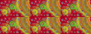 Raster güzel bir çiçek deseni çizmiş. Bahar mevsimi. Tatil havası. Nazik romantik baskı. Kırmızı ve sarı renkte çiçekler.