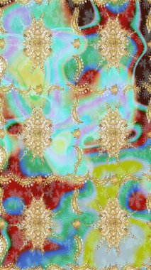 Tekrarlayan ögelerle soyut arkaplan çiz. Klasik raster şablonu. Tarafsız ve altın desenli.