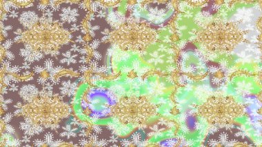 Altın elementli nötr renkler. Raster illüstrasyonu. Doğu tarzı arabesk. Çizim altın desenli bukleler. Raster altın desen.