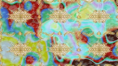 Tekrarlayan ögelerle soyut arkaplan çiz. Klasik raster şablonu. Tarafsız ve altın desenli.