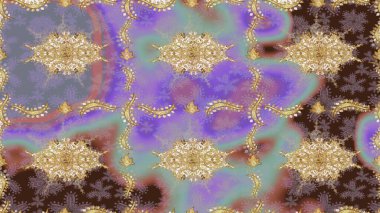 Raster soyut çiçek çelengi altın karalama fantezi yaprakları ve tarafsız renklerde çiçek. El yapımı dekoratif çerçeve, albüm kapağı, tebrik kartı, klasik Art deco tarzı.