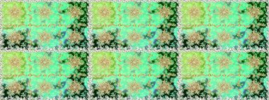 Raster oryantal süs. Barok tarzında kusursuz bir doğulu süsü. Geleneksel klasik altın desen. Altın elementlerle yeşil renklerde altın desen.