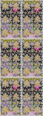 Altın desenli çiçek dekoru. Doğu tarzı element. Gri renklerdeki altın element. Davetiyeler, kartlar, web sayfası için Raster illüstrasyon. Çizgi sanatı tasarım şablonu için sınırsız sınır.