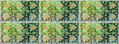 Sembol bayramı, yeni yıl kutlamaları, altın desenler. Kış kar dokusu duvar kağıdı. Noel altın kar tanesi kusursuz desen. Yeşil renkte altın kar taneleri.