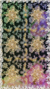 Raster illüstrasyonu. Gri renkler ve altın elementler üzerinde altın pürüzsüz desen. Tekrarlayan elementlerle soyut arkaplan oluşturun. Kusursuz, klasik altın desen..