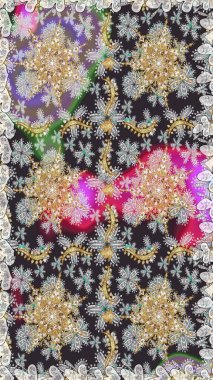 Kusursuz klasik raster altın desenli. Klasik klasik klasik arka plan. Gri renklerde, altın elementlerle kusursuz desen. Geleneksel oryantasyon süsü.