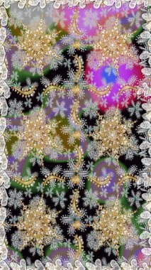 Oriental raster klasik gri ve altın desenli. Raster illüstrasyonu. Kusursuz soyut arkaplan.